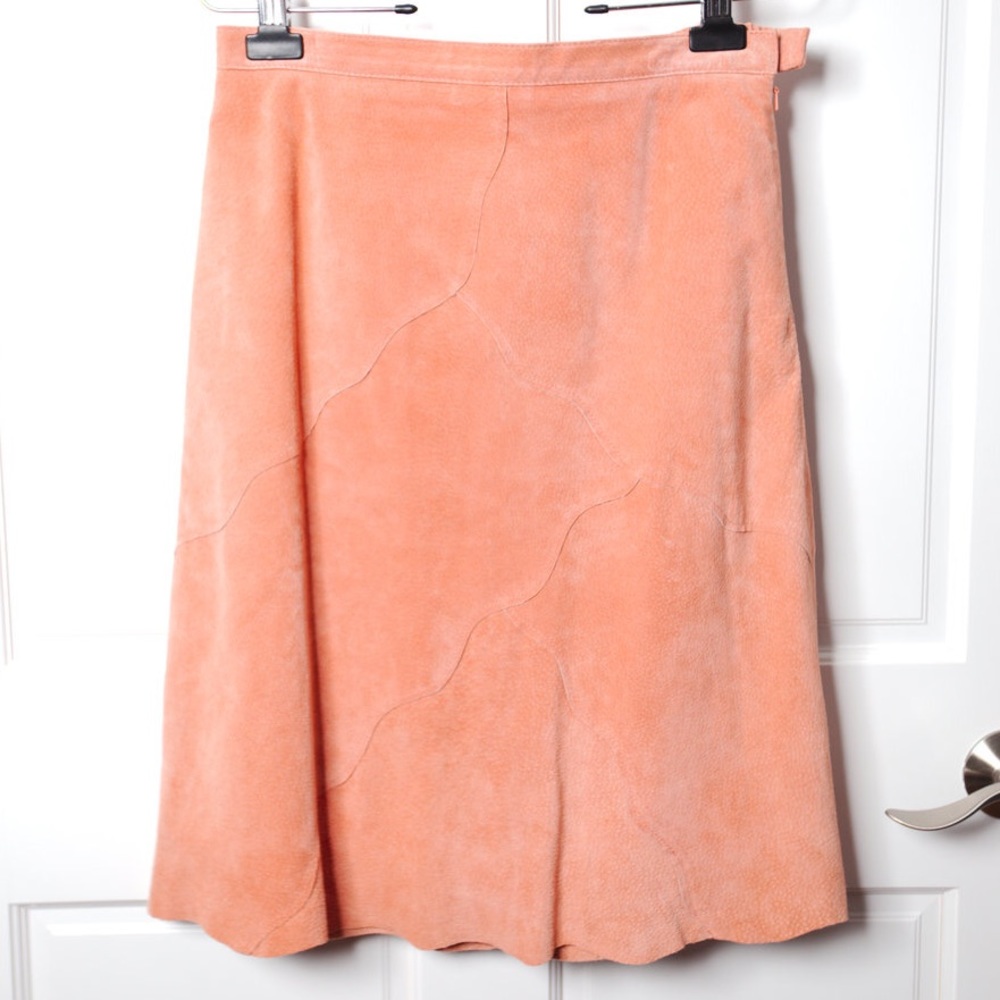 🔥😍 Peach 100% leather A line skirt - Picture 1 of 8